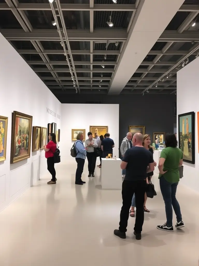 A photo of an art exhibition organized by the organization, displaying a diverse range of artworks created by local artists and community members, highlighting the organization's role in promoting visual arts.